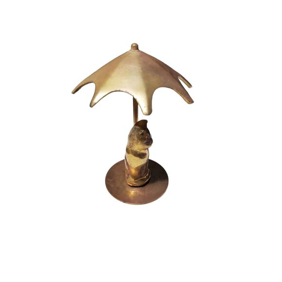 Vintage Brass Cat with Umbrella figurine, Cira 70s / 80s - Picture 3 of 4